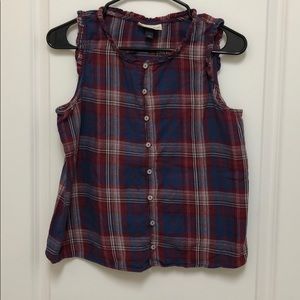 Plaid button down tank